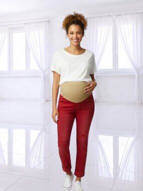 Jessica Simpson Red Maternity Jeans Size M | Stretchy Belly Panel | Comfy